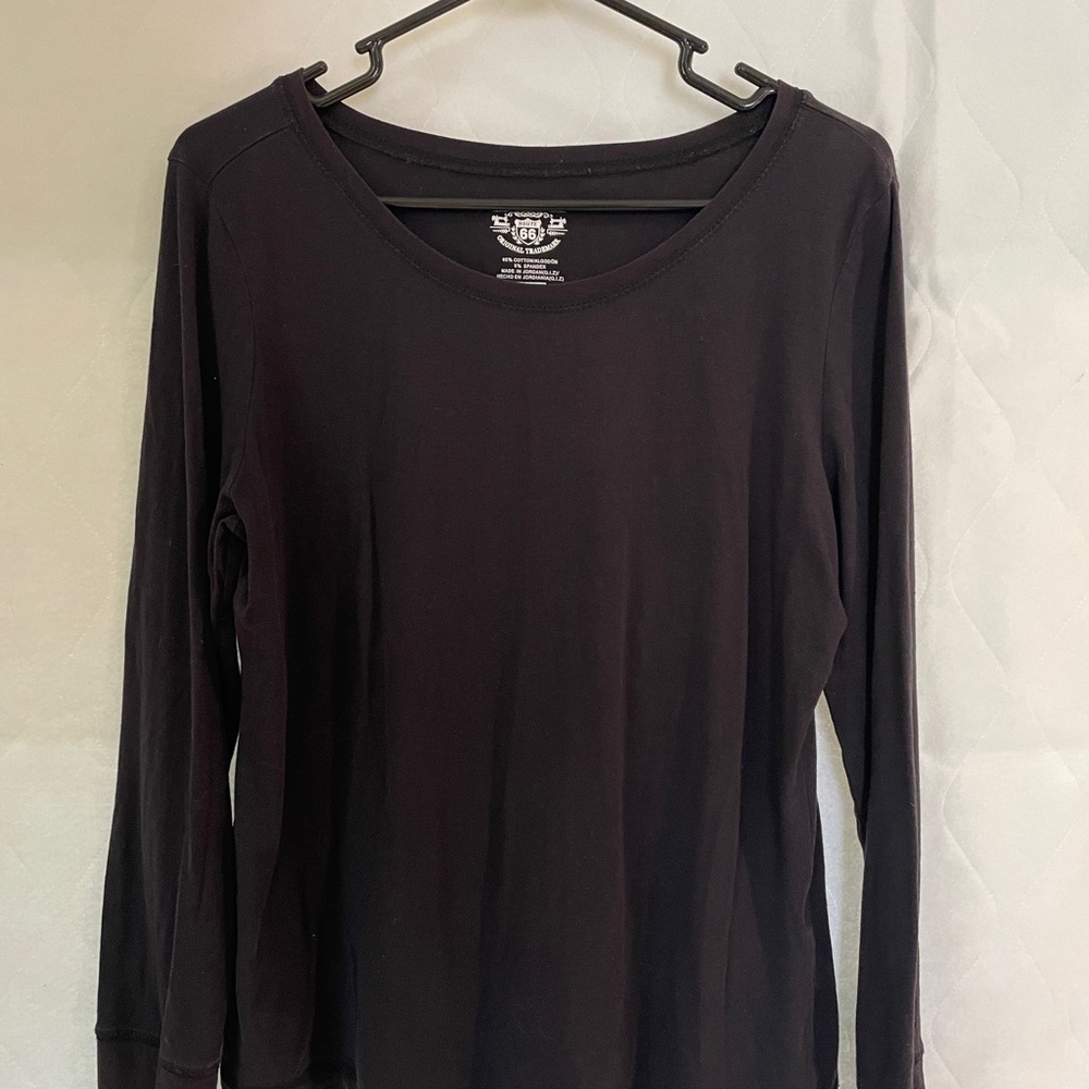 Route 66 Black Fitted Long Sleeve Blouse